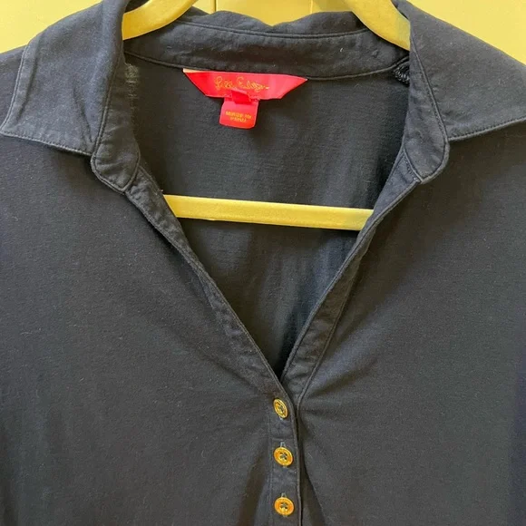 Lilly P three quarter sleeve navy polo . Excellent condition. Barely worn. - Picture 8 of 14